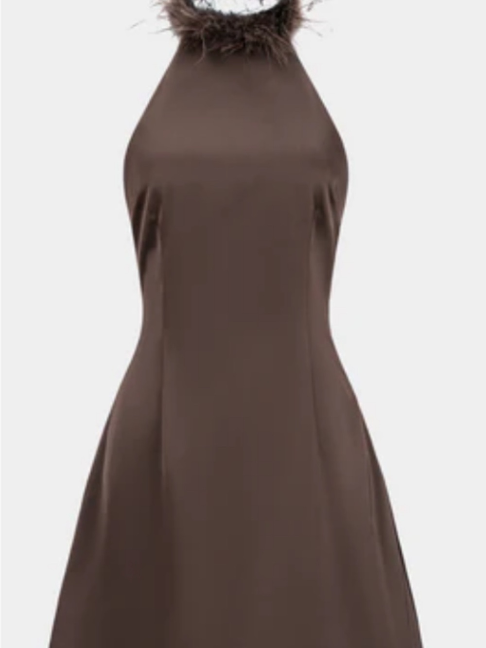 Zara Brown Faux-Leather Mini Dress with Fur Trim